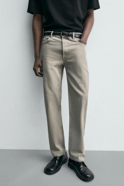 ZARA ДЖИНСЫ REGULAR FIT, СЕРО-КОРИЧНЕВЫЙ