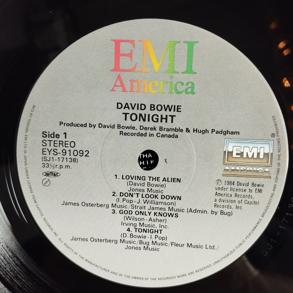 Винтажная виниловая пластинка LP David Bowie Tonight (Japan 1984) (No Obi) God Only Knows