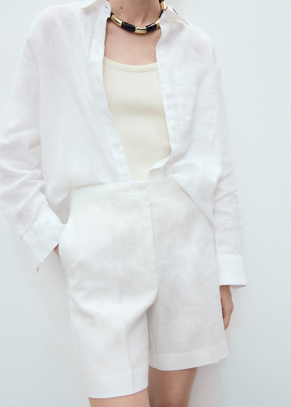 Прямые шорты изо льна со средней посадкой