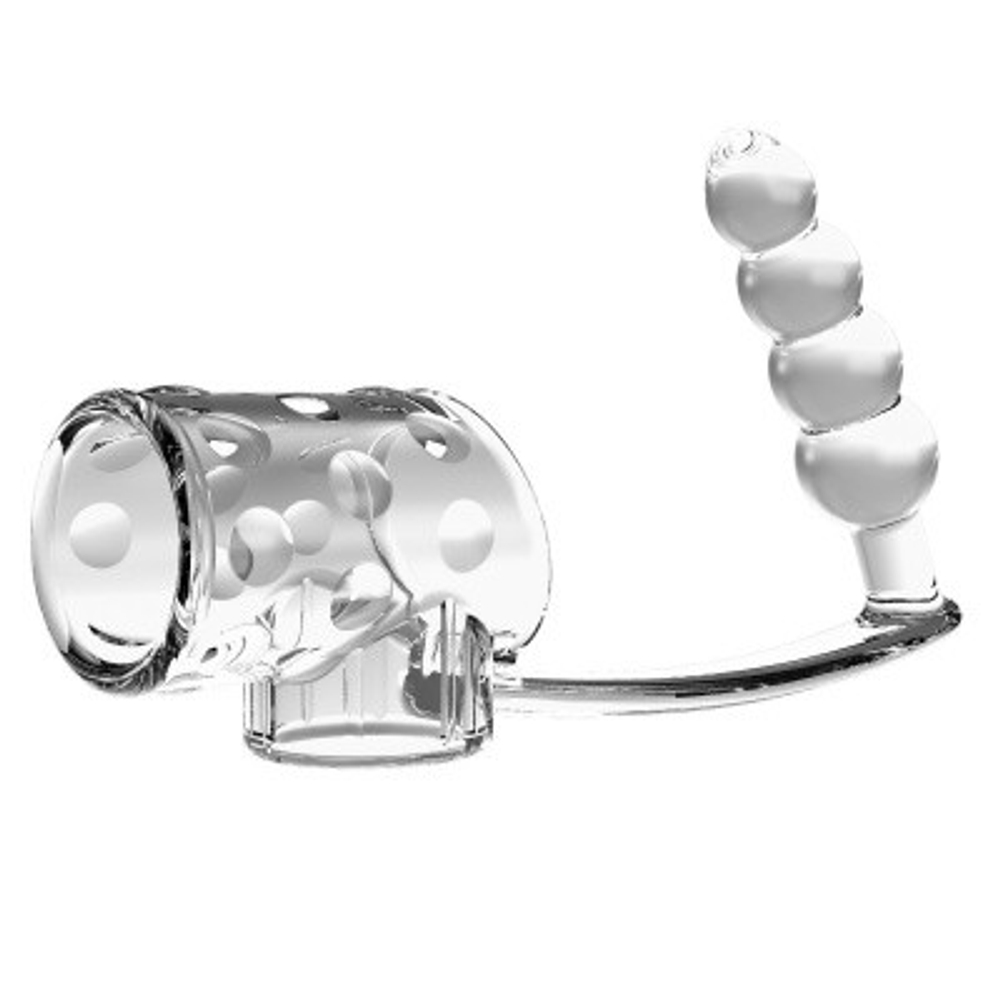 Сквозная насадка на пенис с анальным стимулятором Pretty Love