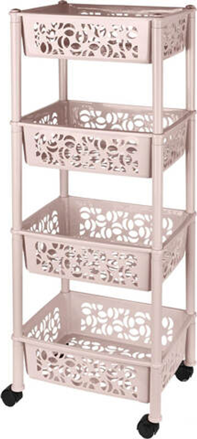 Этажерка Light 4-х секционная прямоугольная 370*290*190 на колесиках Keeplex