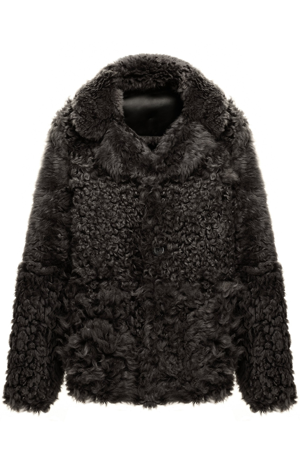 Двусторонняя чёрно-серая шуба-дублёнка