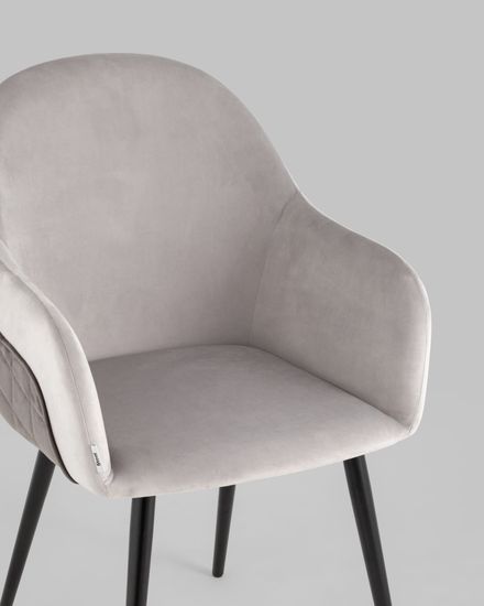 Стул Новел велюр светло-серый с темно-серой спинкой