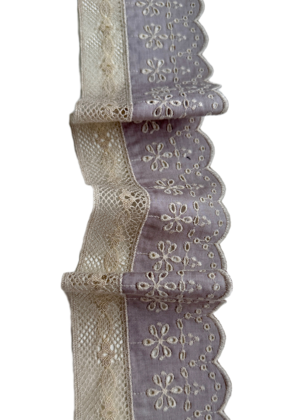 Кружево хлопковое Ришелье с ажурной сетчатой кромкой ш-8см Италия