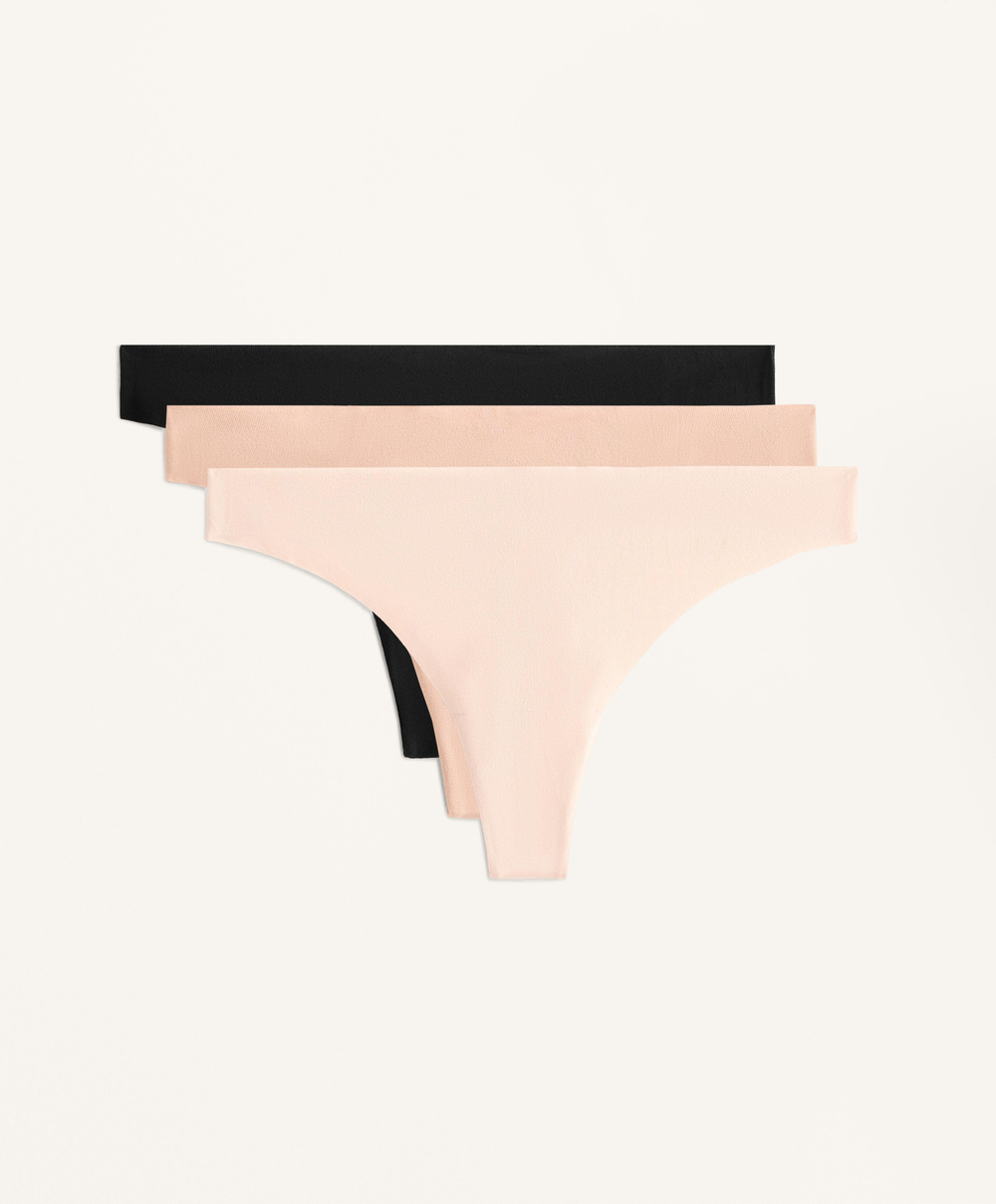 OYSHO Набор бесшовных из 3 трусов-стрингов, черный