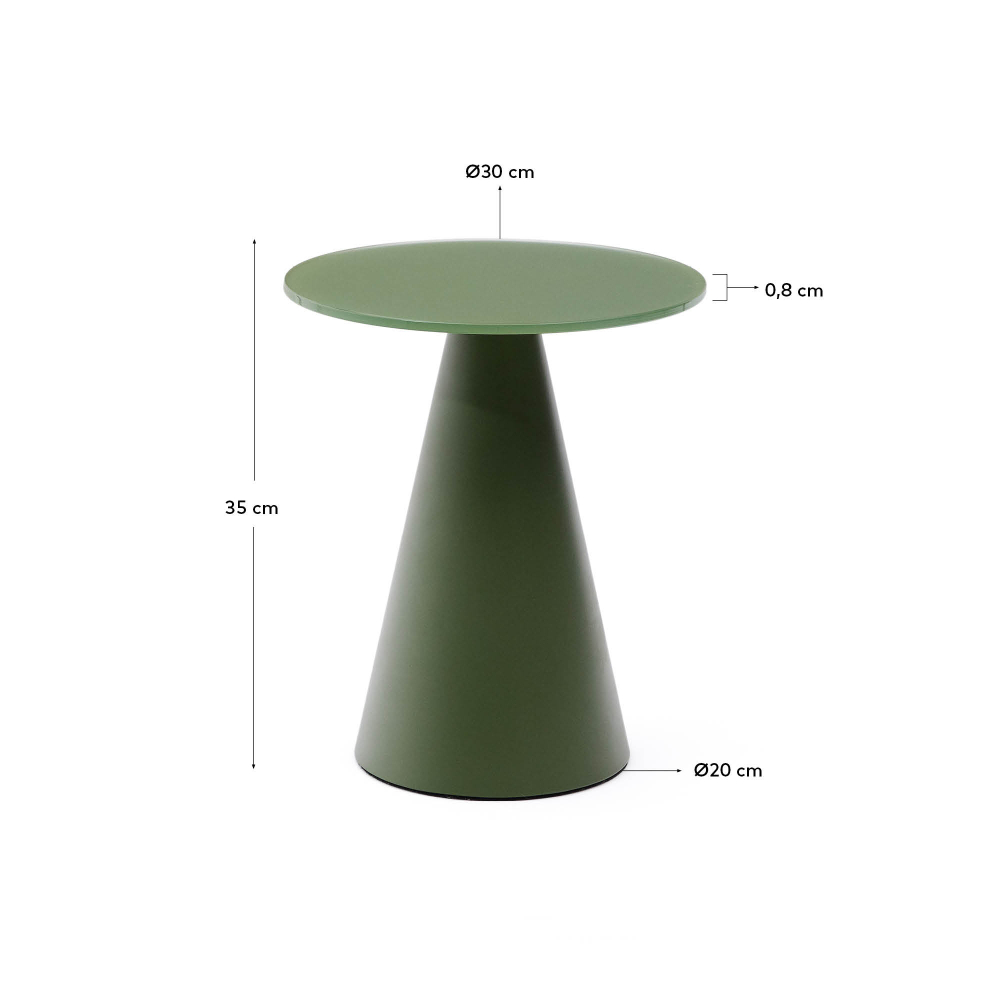 Журнальный столик La Forma (ex Julia Grup) Wilshire из стекла и стали зеленый Ø30cm