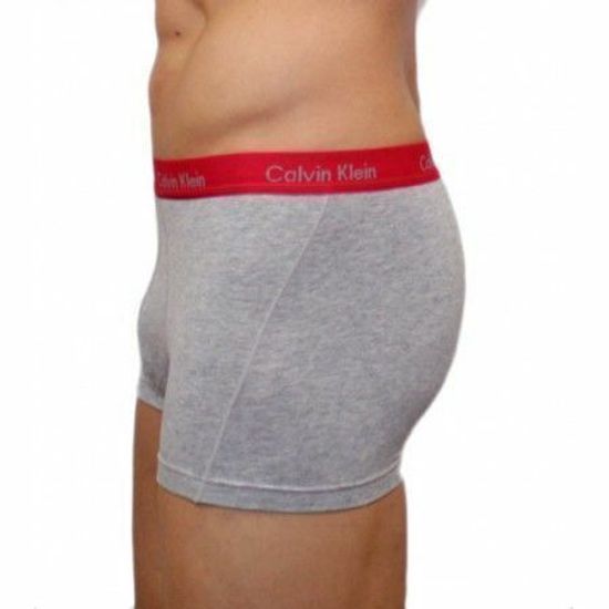 Мужские трусы боксеры серые с красной резинкой Calvin Klein 365 new