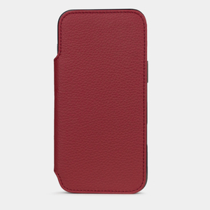 Чехол-книжка кожаная для iPhone 17 Pro Max, теленок вишневого цвета