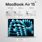 Ноутбук Apple MacBook Air MC7C4 [15.3", 2880 x 1864, 16 Гб, 512 Гб, Apple M4 / 4 ГГц]