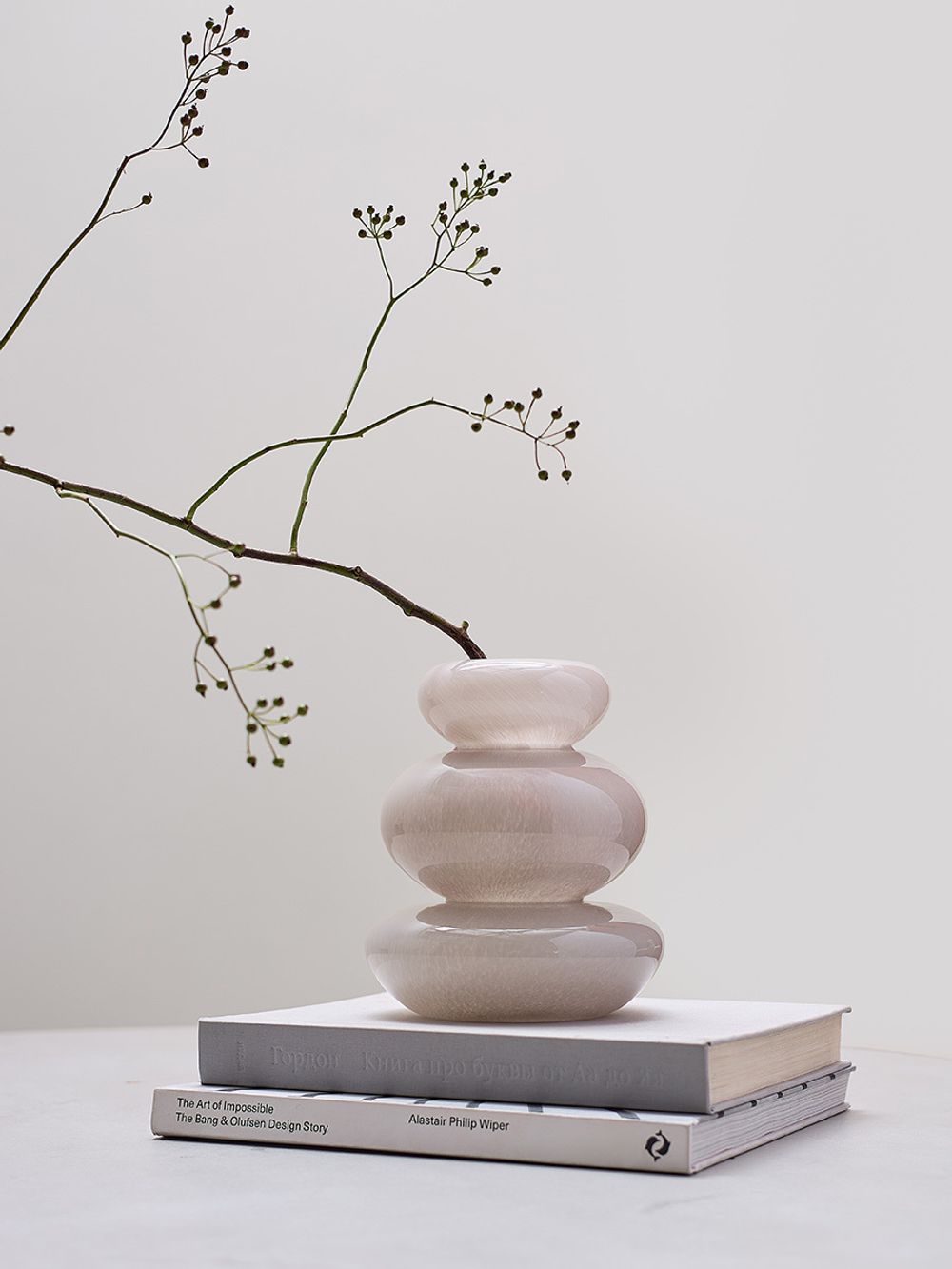 Ваза Riverstone, 20 см, жемчужно-серая