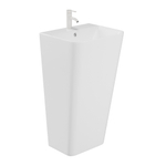 Умывальник-моноблок BASIS WAVE 440*380*835 ш*г*в, с хром переливом, белый, прямоуг