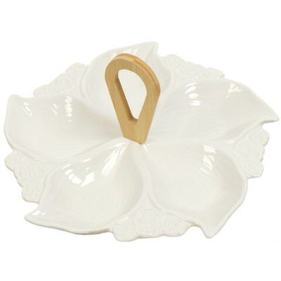 Менажница керам, 29х29х3.5 см, 5 секц, бамбуковая подст, Y4-5360