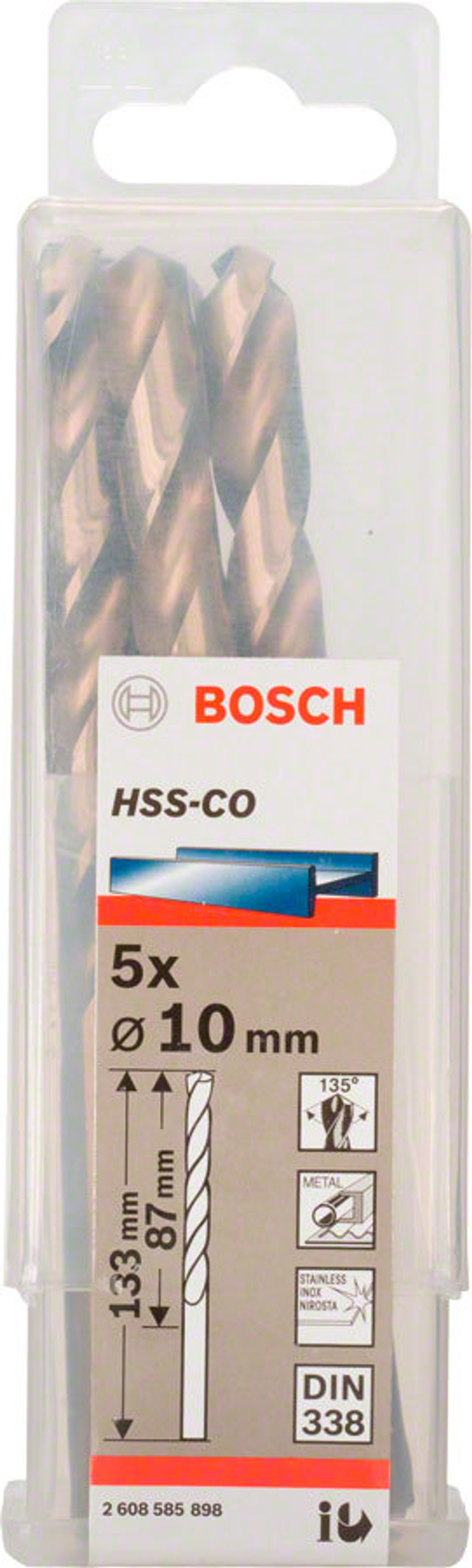 Свёрла по металлу BOSCH, HSS-Co, 10 мм 2608585898