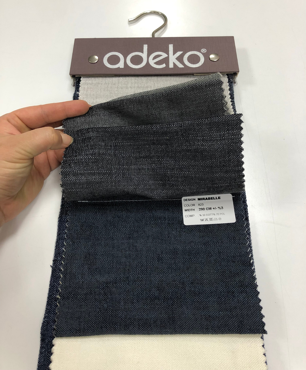 Римская штора День-Ночь из тканей Adeko Mirabelle 823 и 804 и Nope Brad 01