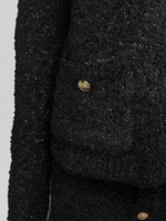 Костюм 6188 плюшевый из кардигана и юбки с золотыми пуговицами