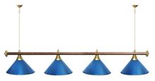 Лампа STARTBILLIARDS 4 пл. (плафоны зеленые,штанга зеленая,фурнитура золото)