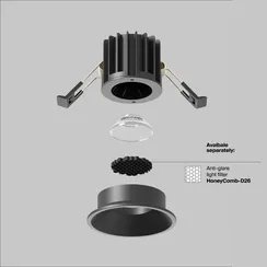 Встраиваемый светильник Раунд / Round 7 Вт 4000 К 50° Technical dl058-7w4k-b