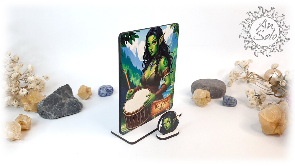 Женский аватар Полуорк Бард для настольных игр, ДНД