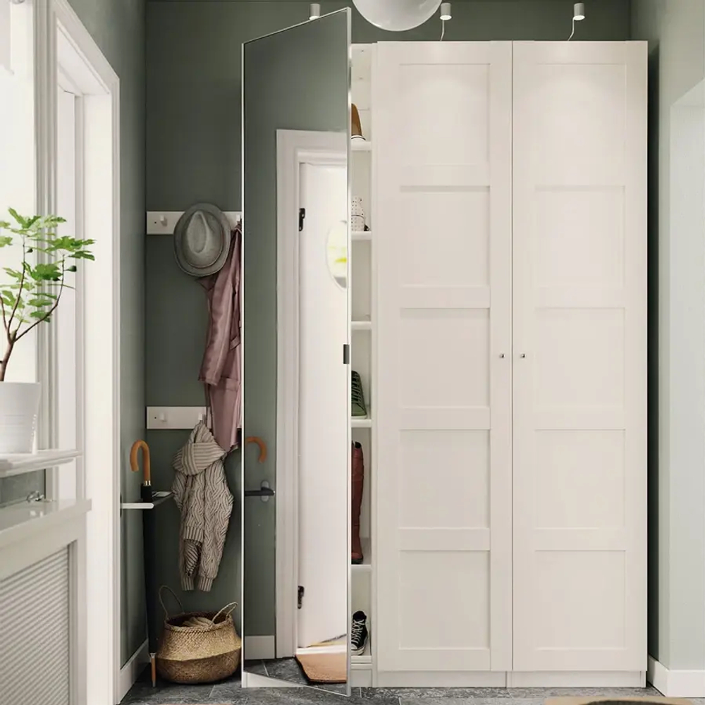 Шкаф с зеркалом - IKEA PAX/BERGSBO/ÅHEIM/AHEIM/ПАКС/БЕРГСБО/ОХЕЙМ ИКЕА, 38х150х236,4 см, белый