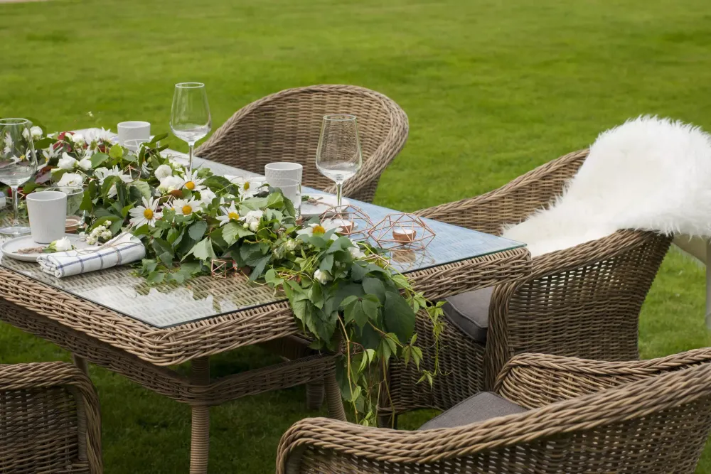 "Эспрессо" обеденная группа плетеная, цвет соломенный