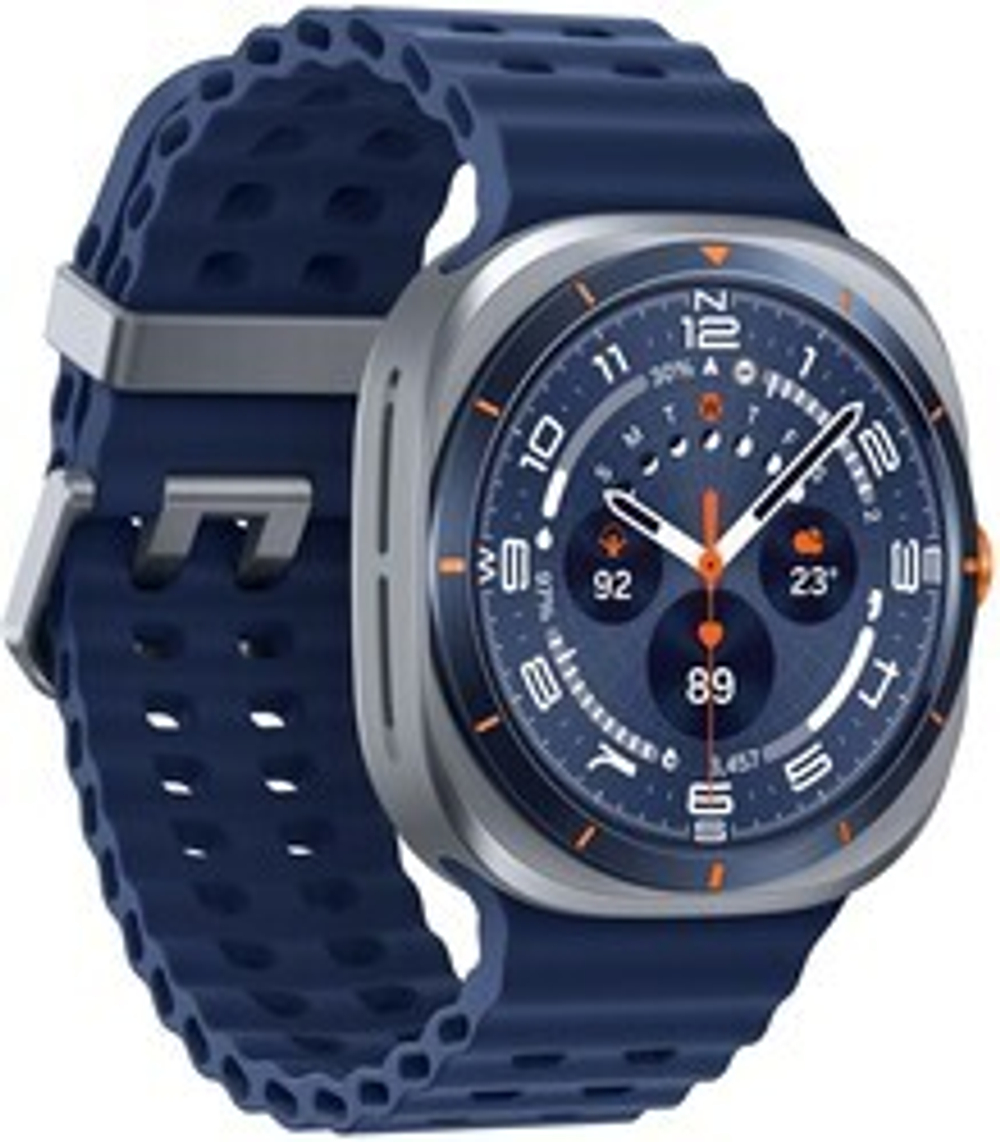 Смарт-часы Samsung Galaxy Watch Ultra 2025 LTE 47mm [корпус - серебристый, ремешок - синий, 1.47", Super AMOLED, IP68, Bluetooth, NFC, Wi-Fi, для Android 12.0 и выше]