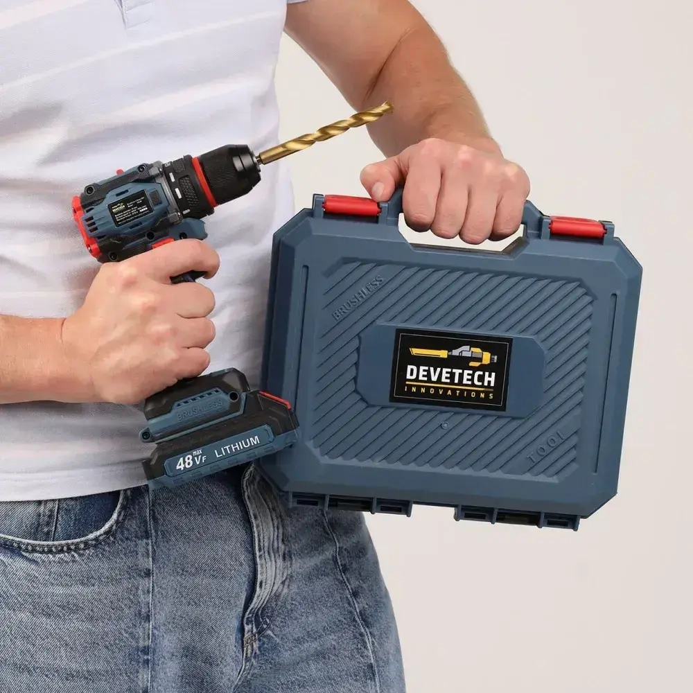 DEVETECH Шуруповерт, 21 В, 45 Нм, 2 АКБ