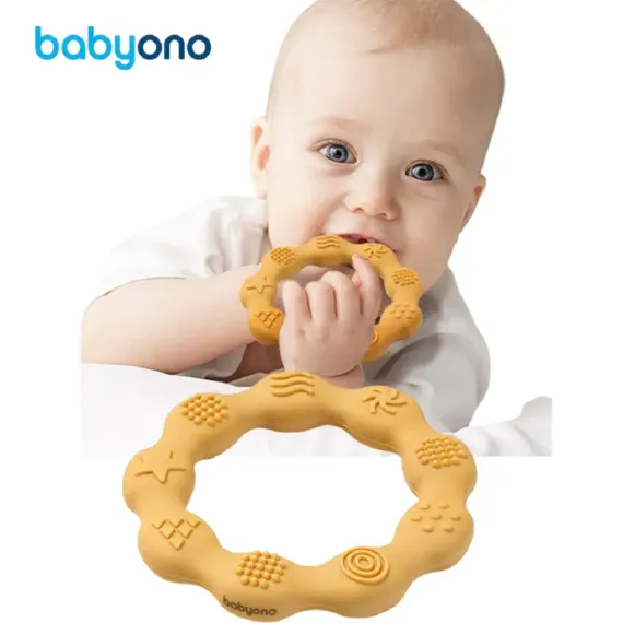 Прорезыватель Babyono силиконовый RING желтый