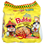 Buldak, Buldak ™, жареный рамен, кукуруза, искусственная пряная курица, 5 пакетиков по 130 г (4,59 унции)