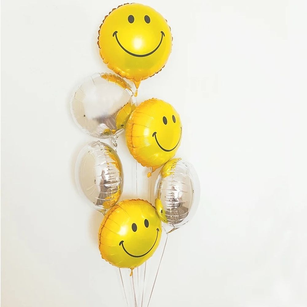 Шар (18"/46 см) Круг, Смайл, Желтый