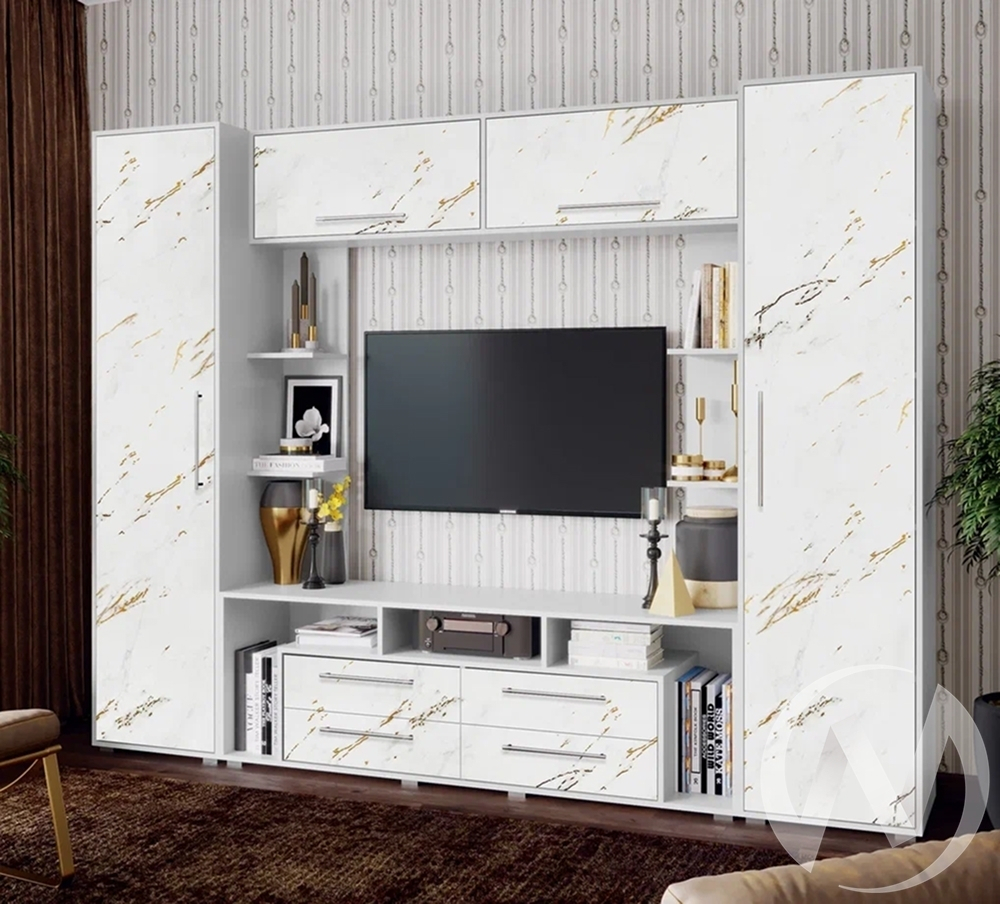 Гостиная Гармония (белый/мрамор золото)