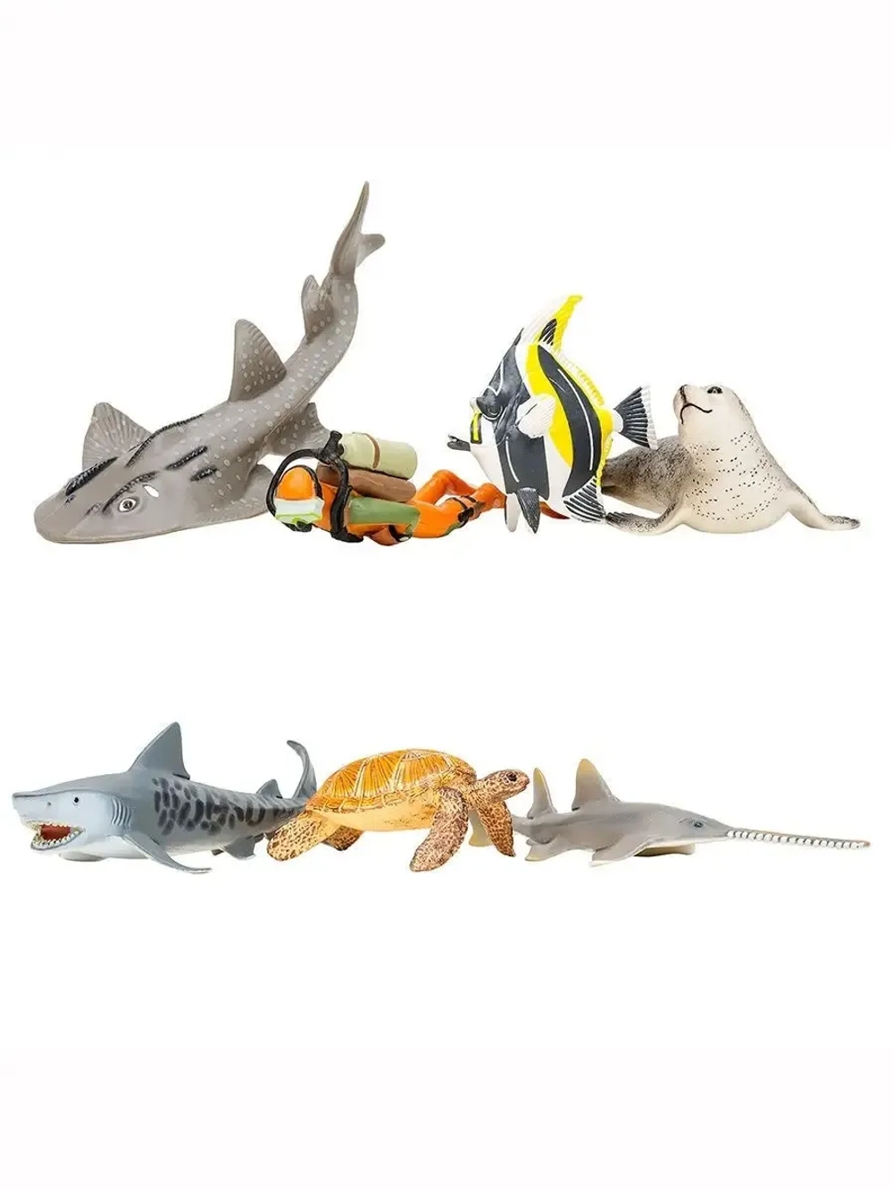 Игрушки фигурки в наборе морские животные (акула, морская черепаха, мавританский идол, тюлень и др)