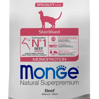 Monge Monoprotein корм для кошек стерилизованных с говядиной (монобелковый) (Sterilised)