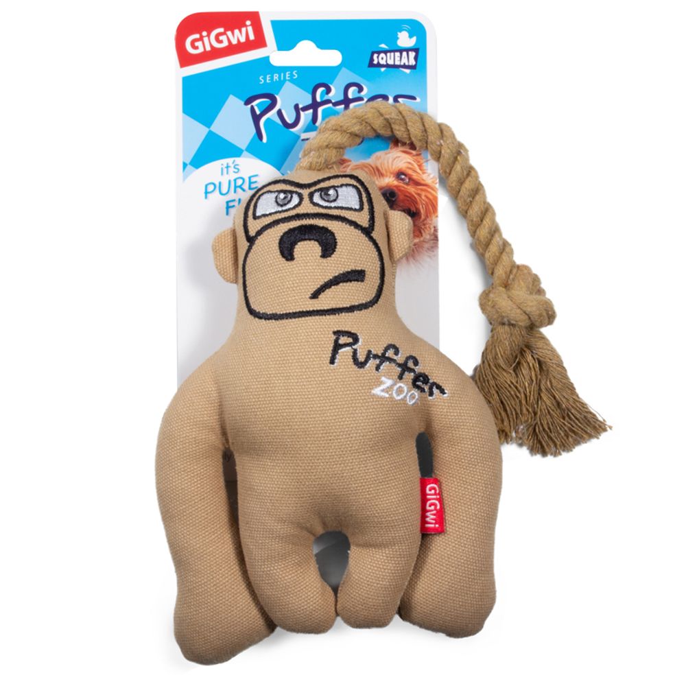 Gigwi PUFFER ZOO игрушка для собак обезьяна с пищалкой 31 см