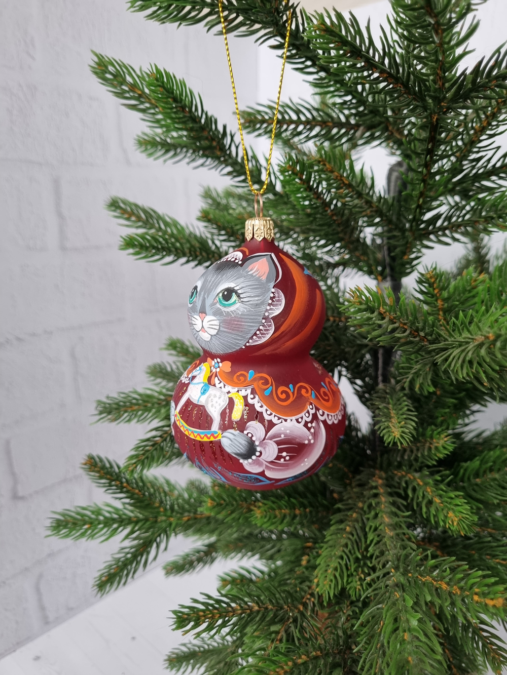 Кошечка Машка стеклянная игрушка