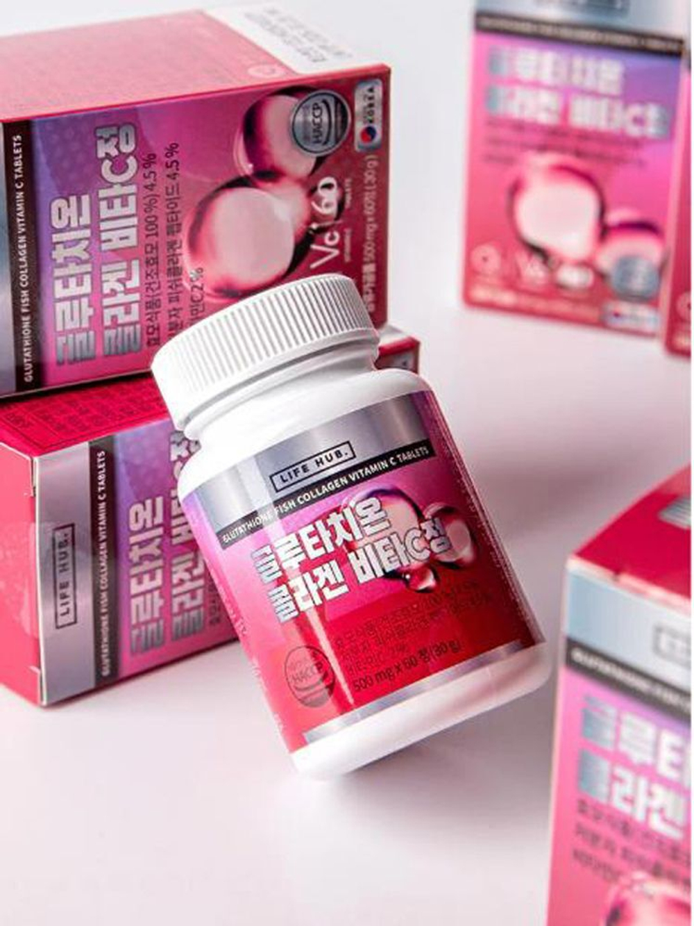 LIFE HUB Glutathione Fish Collagen Vitamin С Tablets биологически активная добавка к пище с коллагеном, витамином С и глутатионом