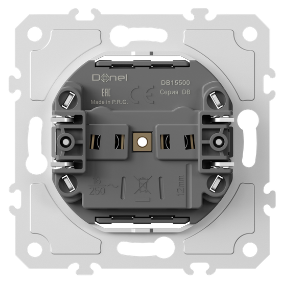 Механизм розетки без заземления 16А 250В~ на винтах,  серия DB