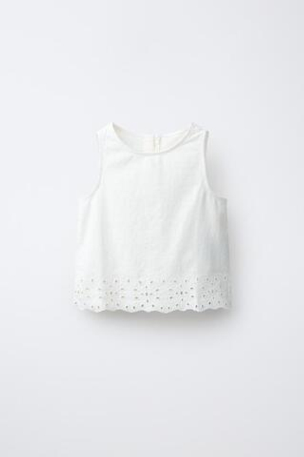 ZARA ТОП С ВЫШИВКОЙ, БЕЛЫЙ