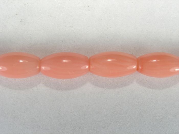 Бусина из коралла розового, облагороженного, фигурная, 5x9 мм (овал, гладкая)