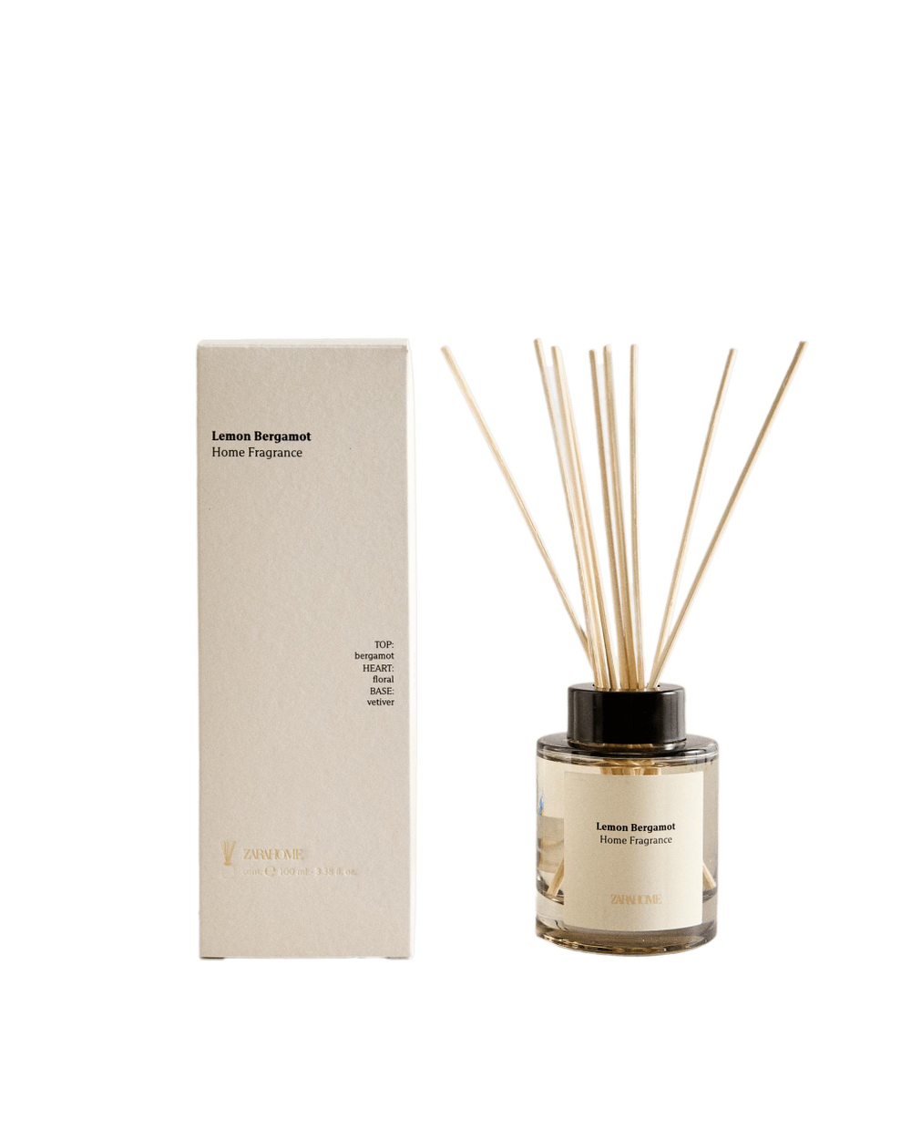 Zara Home Аромадиффузор Lemon Bergamot 100 мл, тростниковые палочки микадо, аромат свежий цитрусовый, Горчичный