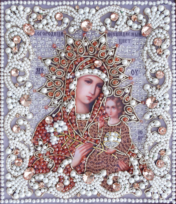 ЖС-11-СР Набор для вышивания хрустальными камнями Богородица Неувядаемый цвет (розовый)