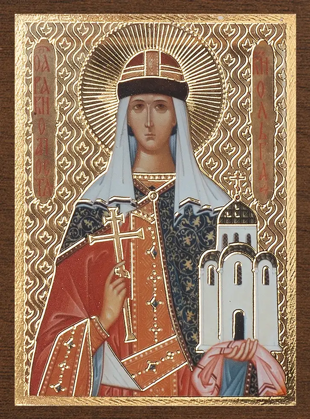 Икона "Ольга Равноапостольная", вид 2, 4х6 на МДФ-6