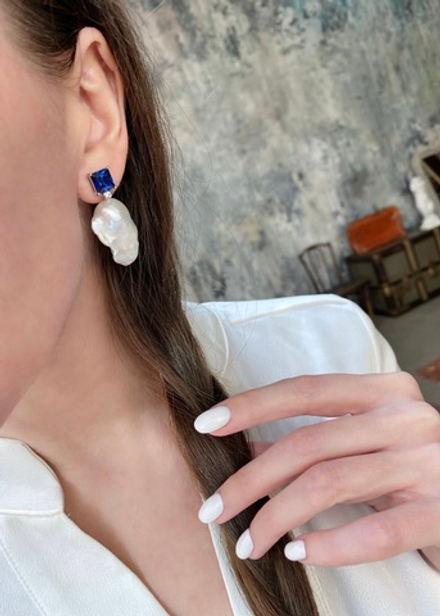 Серьги Ermolov барочный жемчуг синие