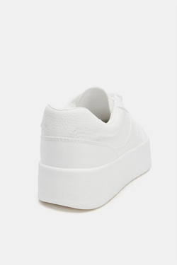 ZARA КРОССОВКИ НА ПЛАТФОРМЕ С РИФЛЕНОЙ ПОДОШВОЙ, БЕЛЫЙ