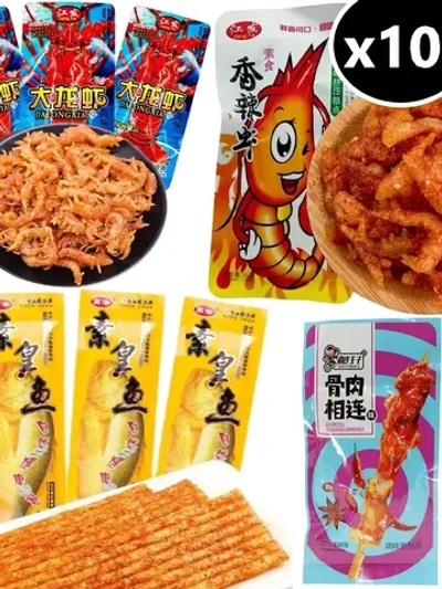 Набор острых Азиатских снеков ассорти вкусов 10 шт