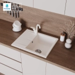 Мойка POLYGRAN GALS-620 белый хлопок №36, смеситель SKS2 белый