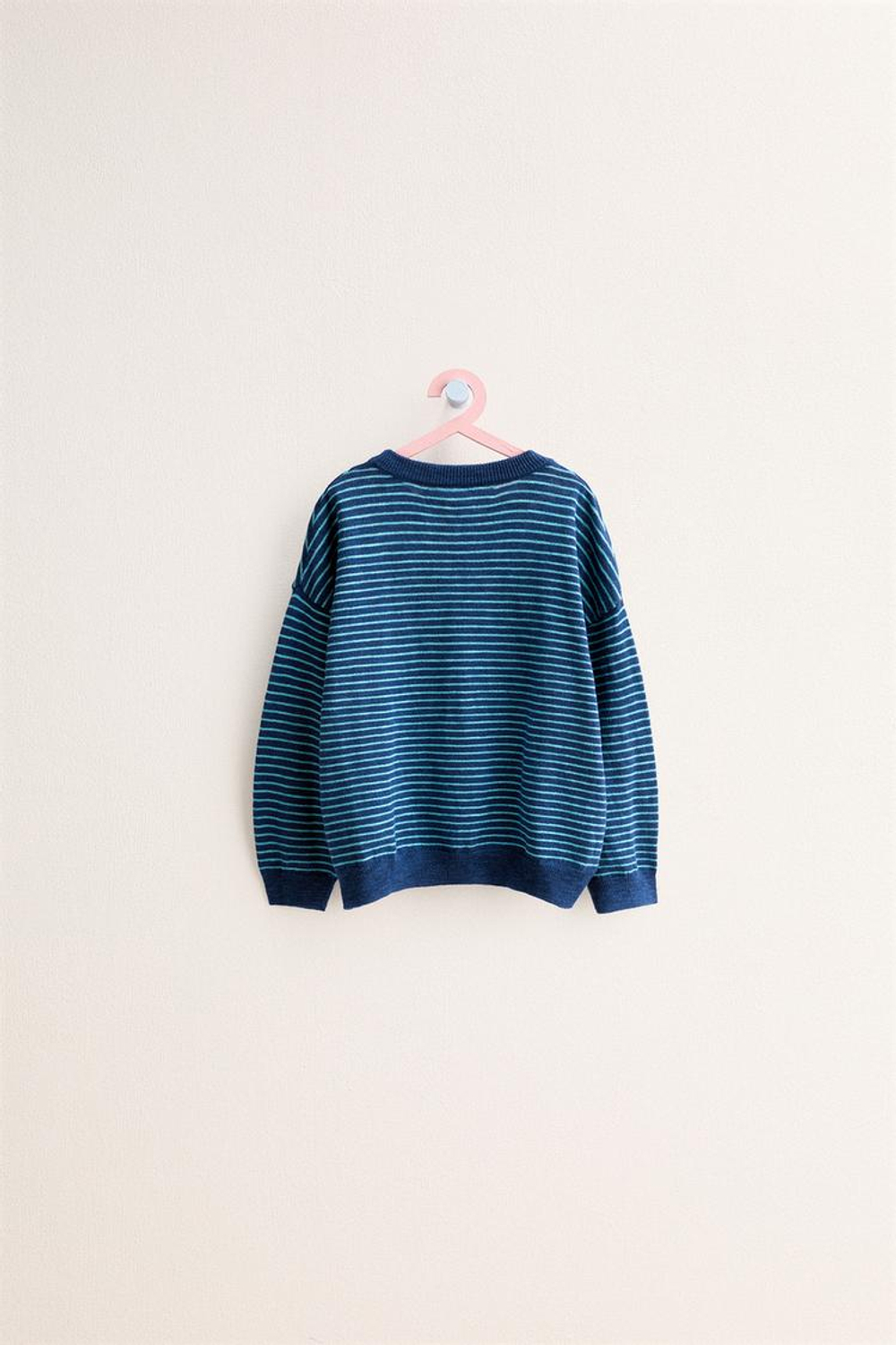 ZARA TIMELESS - ДЖЕМПЕР В ПОЛОСКУ ИЗ ХЛОПКА И ЛЬНА, СИНИЙ/ИНДИГО