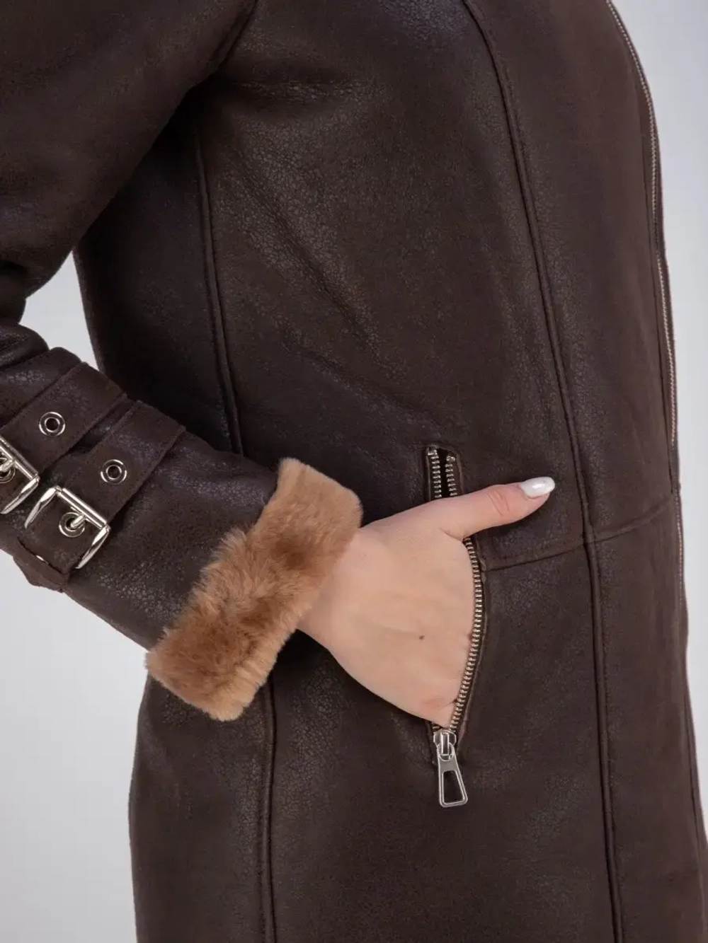 Дубленка натуральная авиатор длинная Турция