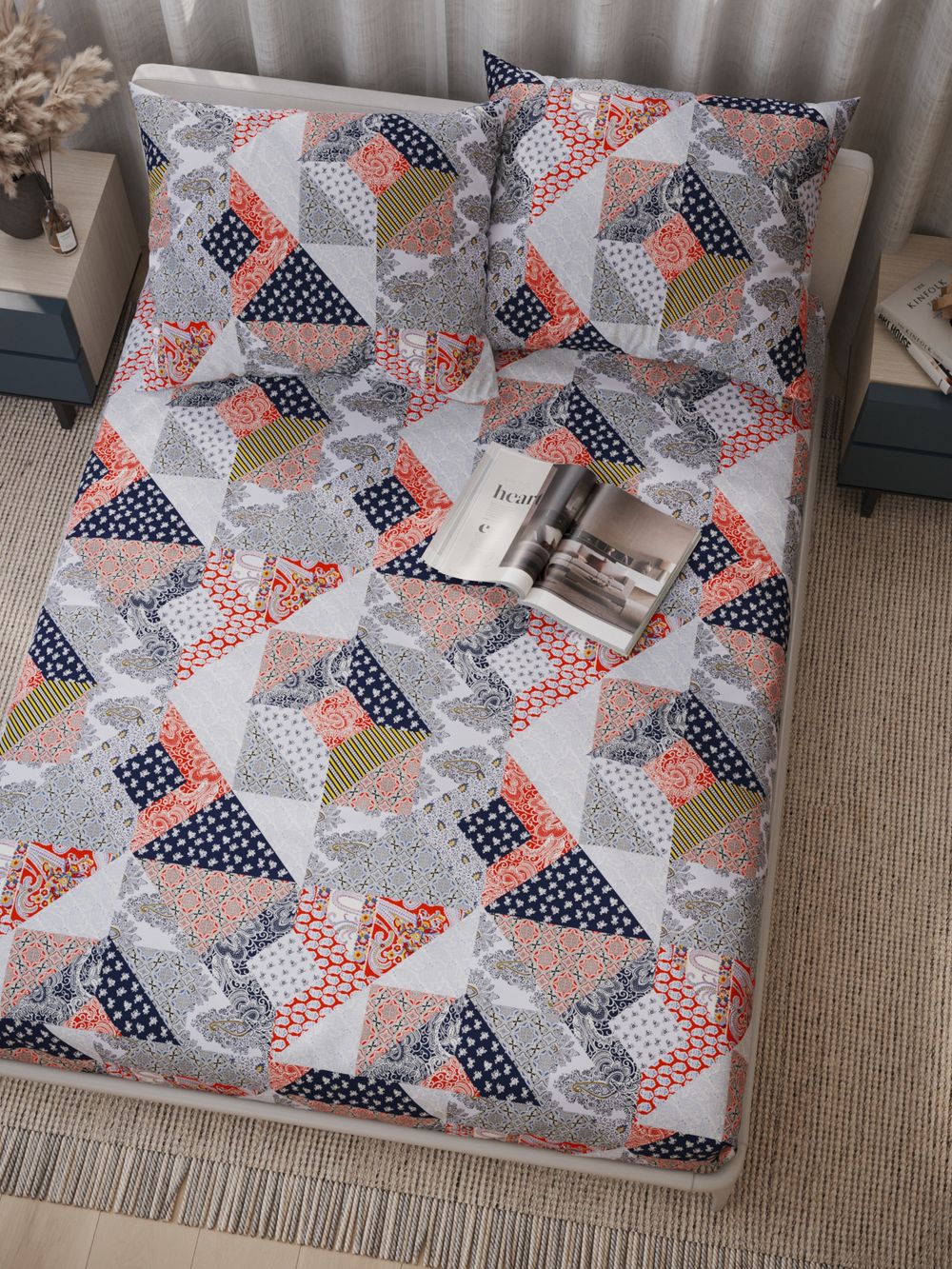 Постельное белье Сказка "Пэчворк" 1,5-сп   наволочка 50х70 1шт Простынь на резинке 90х200 см  Пододеяльник 145х215 см