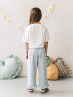 Брюки в полоску с рюшами, Голубой