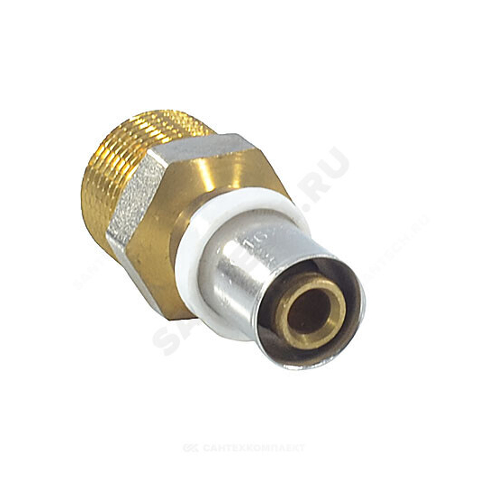 Муфта МП латунь никель пресс Дн 16х1/2" НР ГОСТ 32415-2013 8001 Aquasfera 8001-01